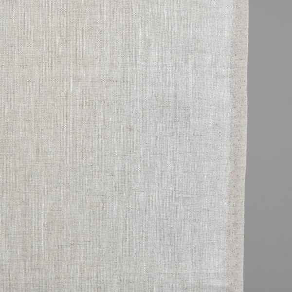 Tejido de lino estrecho beige natural con blanco - Imagen 2