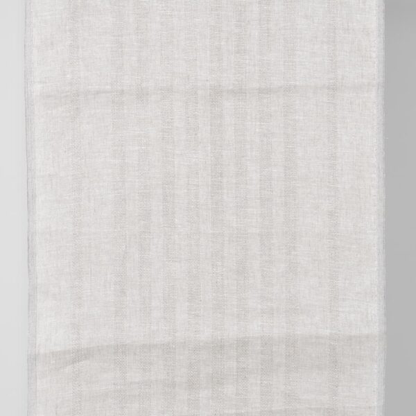 Tejido de lino estrecho natural y blanco con rayas texturadas