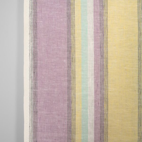 Tejido de lino estrecho a rayas multicolores pastel - Imagen 2