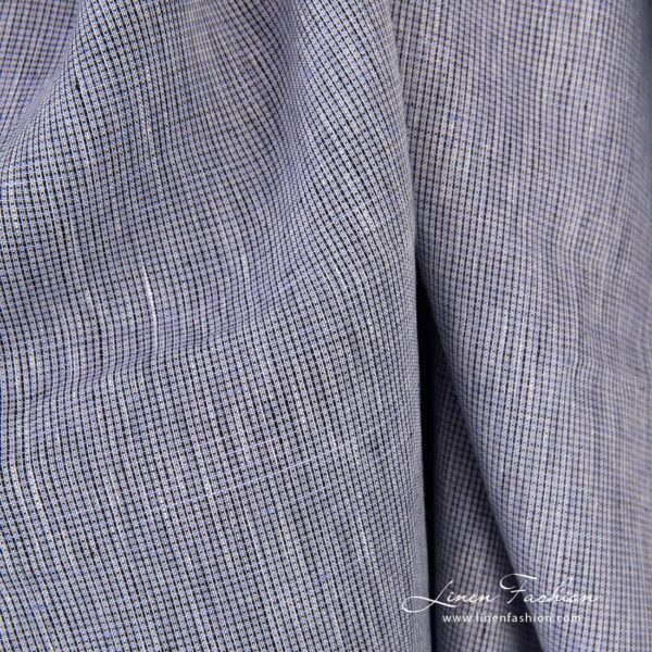 Linen fabric woven in black, violet and white yarns
