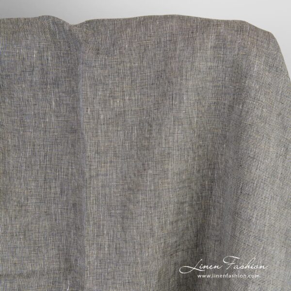 Linen fabric in yellow and black melange