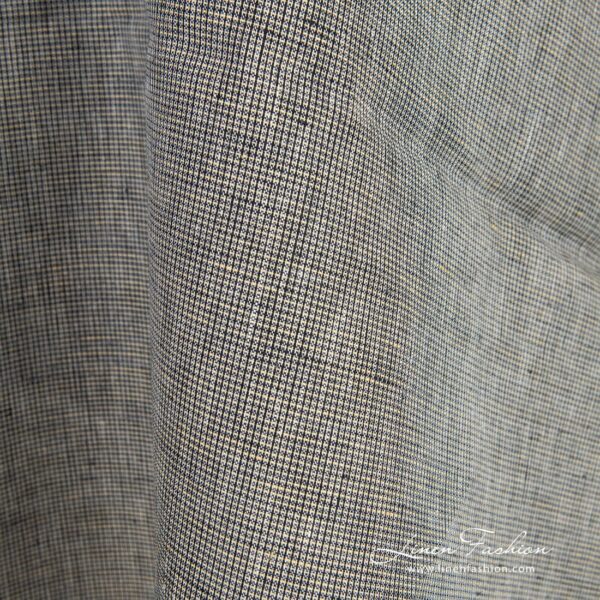 Linen fabric in yellow and black melange for clothes and home textile