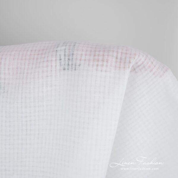 Optical white linen fabric in transparent checks, perfect for shawls, scarves, tablecloths and curtains