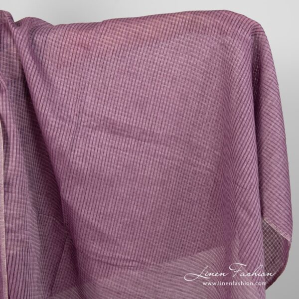 Tejido de lino con cuadros violetas transparentes - Imagen 2
