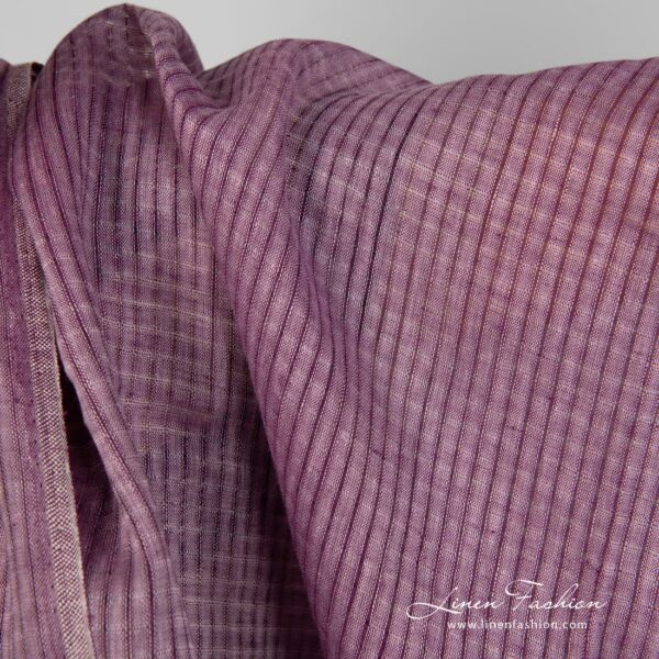 Tejido de lino con cuadros violetas transparentes - Imagen 4