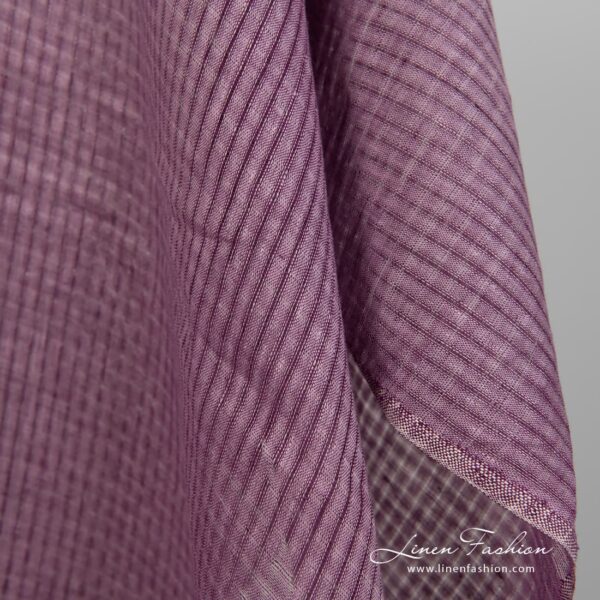 Tejido de lino con cuadros violetas transparentes - Imagen 3