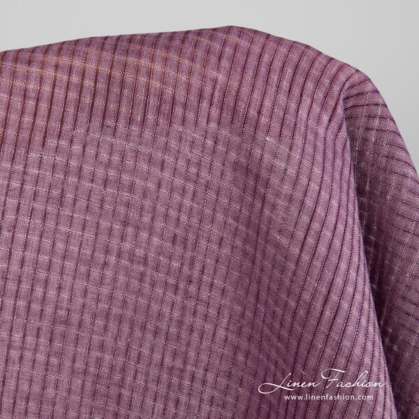 Tejido de lino con cuadros violetas transparentes