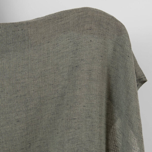 Grey linen cotton fabric in small delicate design, specially washed