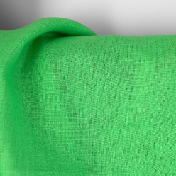 Tejido de lino liso verde neón - Imagen 2