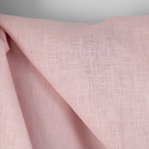 Tejido de lino liso rosa pastel - Imagen 2
