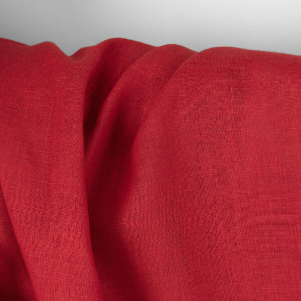 Tejido de lino liso rojo vivo - Imagen 2