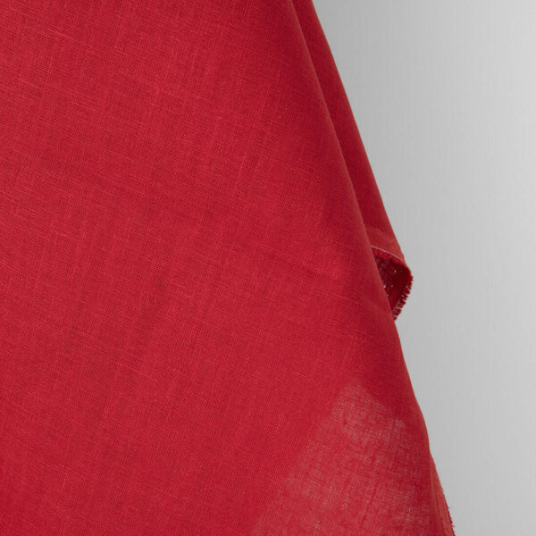 Tejido de lino liso rojo vivo - Imagen 3
