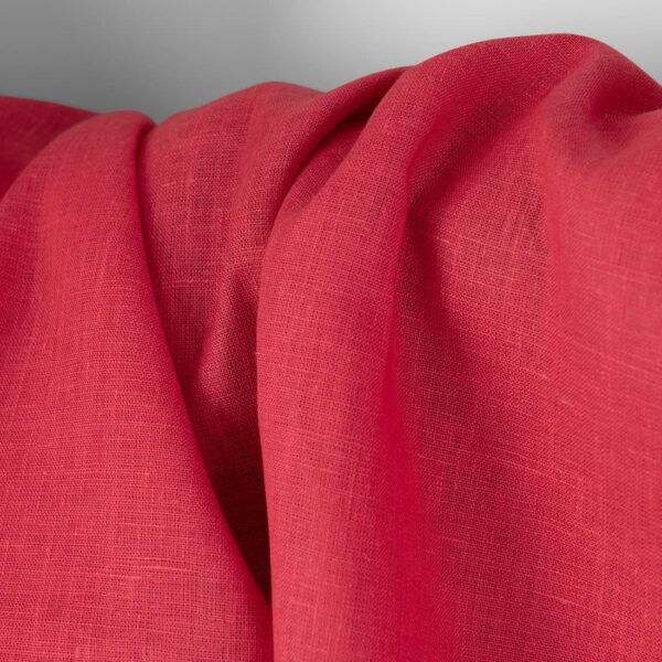 Tejido de lino liso rosa-rojo vibrante - Imagen 2