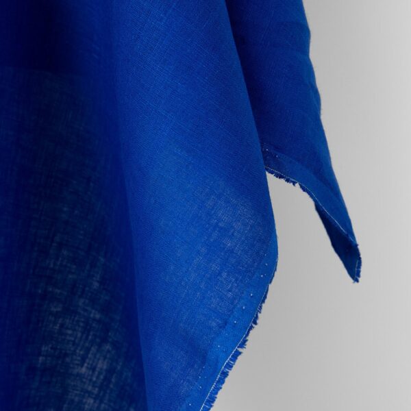 Tejido de lino liso azul real vibrante - Imagen 3