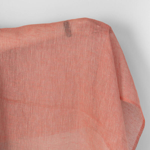 Tejido de lino natural y gasa rojo salmón