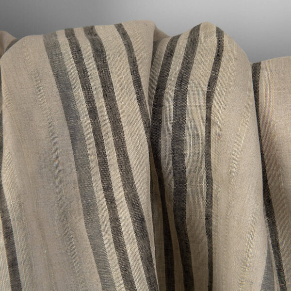 Tejido de lino beige con rayas grises - Imagen 3