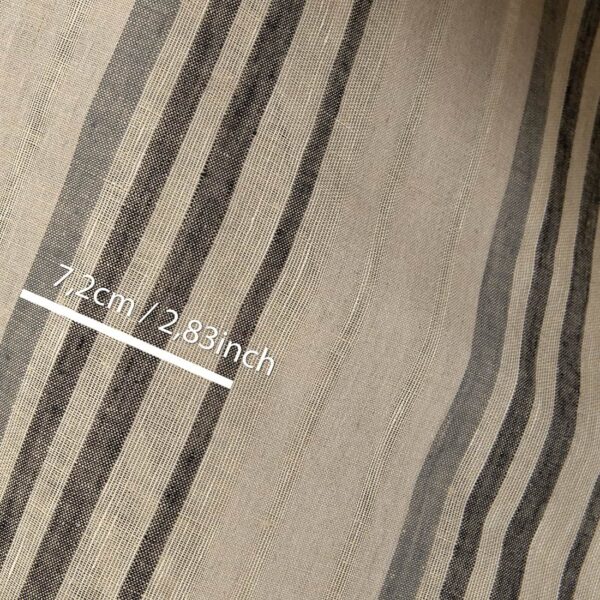 Tejido de lino beige con rayas grises - Imagen 4