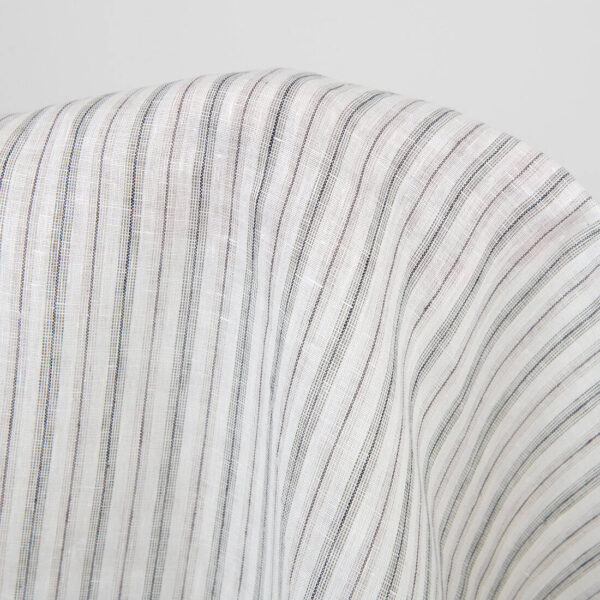 Off-white linen fabric, grey stripes, pure linen