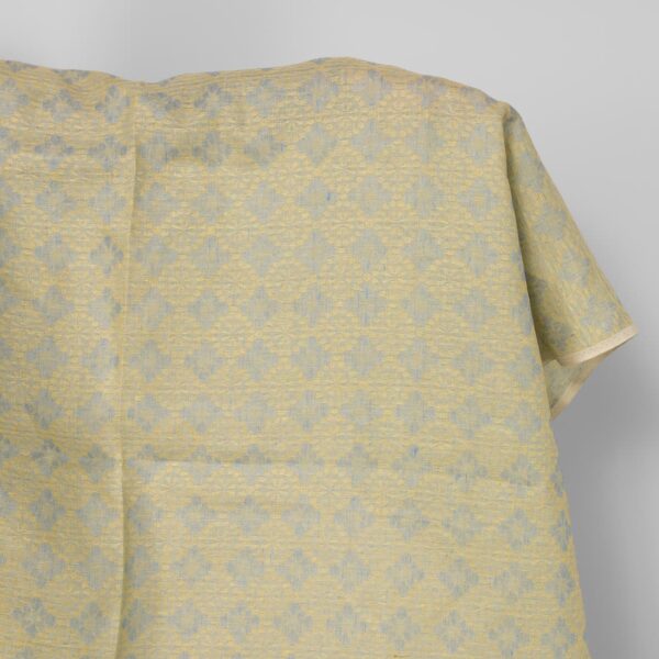 Tejido de lino en jacquard floral azul claro y amarillo