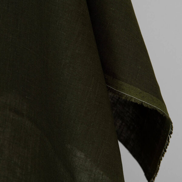 Tejido de lino verde musgo oscuro - Imagen 2