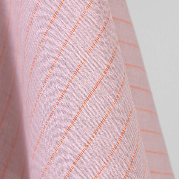 Tela de lino lila con rayas naranjas - Imagen 2