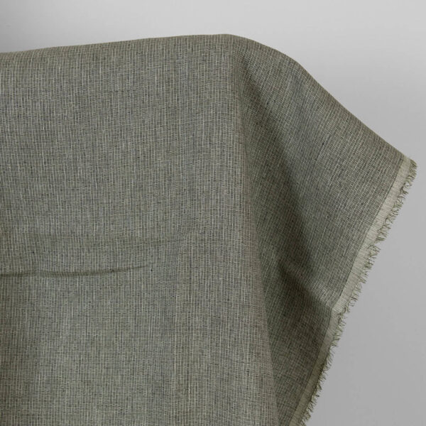 Tela de lino verde-negro estampado pequeño - Imagen 2