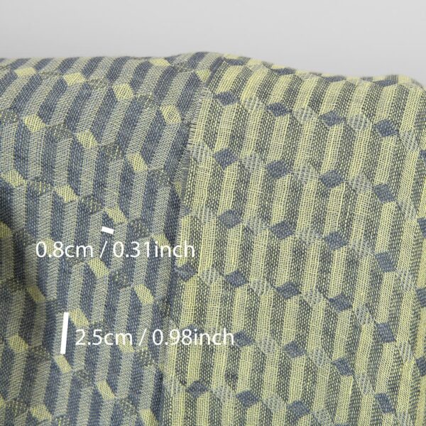 Tejido de lino gris amarillo estampado geométrico lavado - Imagen 4
