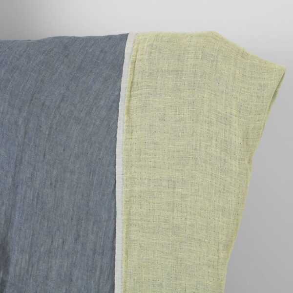 Tejido de lino gris amarillo doble cara lavado
