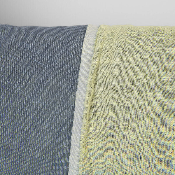 Tejido de lino gris amarillo doble cara lavado - Imagen 2