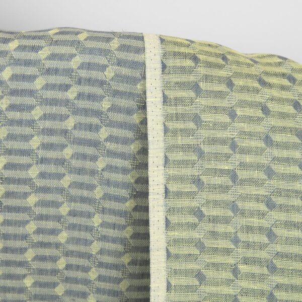 Tejido de lino gris amarillo estampado geométrico - Imagen 2