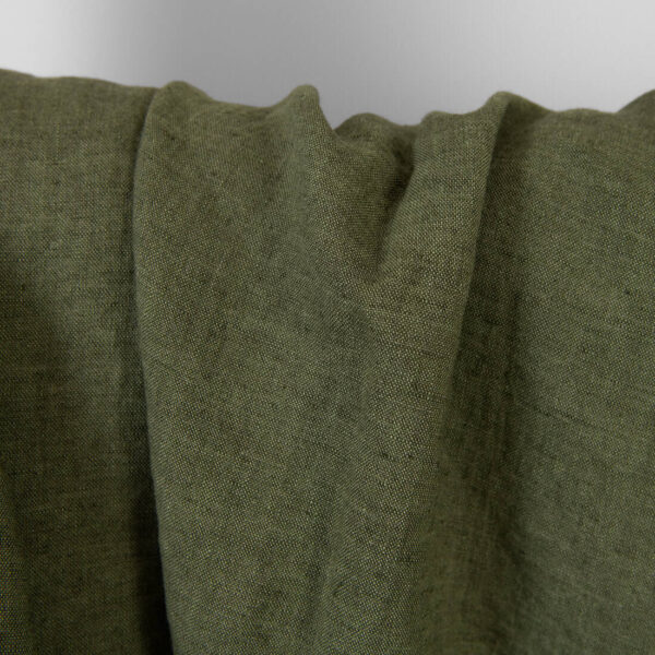 Tejido de lino verde oscuro melange lavado - Imagen 2