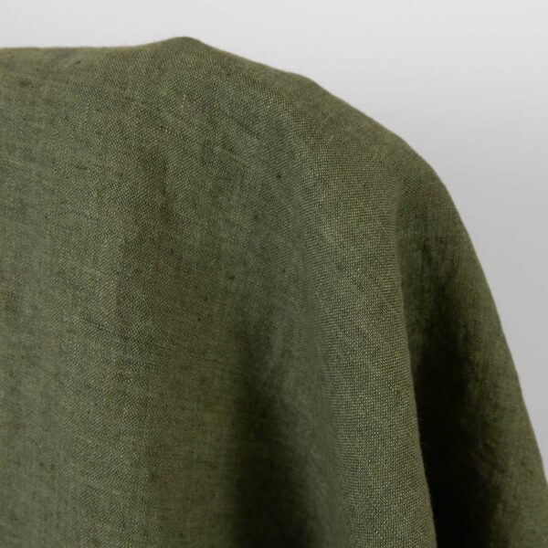 Tejido de lino verde oscuro melange lavado - Imagen 3