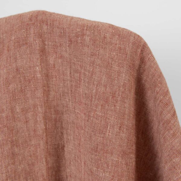 Tejido de lino rojo ladrillo con beige melange lavado - Imagen 2