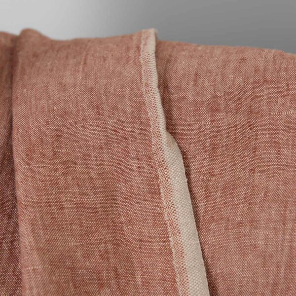 Tejido de lino rojo ladrillo con beige melange lavado - Imagen 3