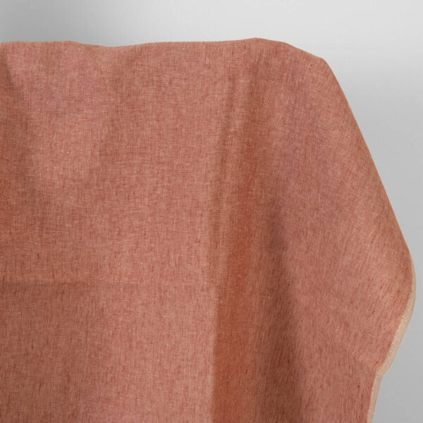 Tejido de lino rojo ladrillo con beige melange