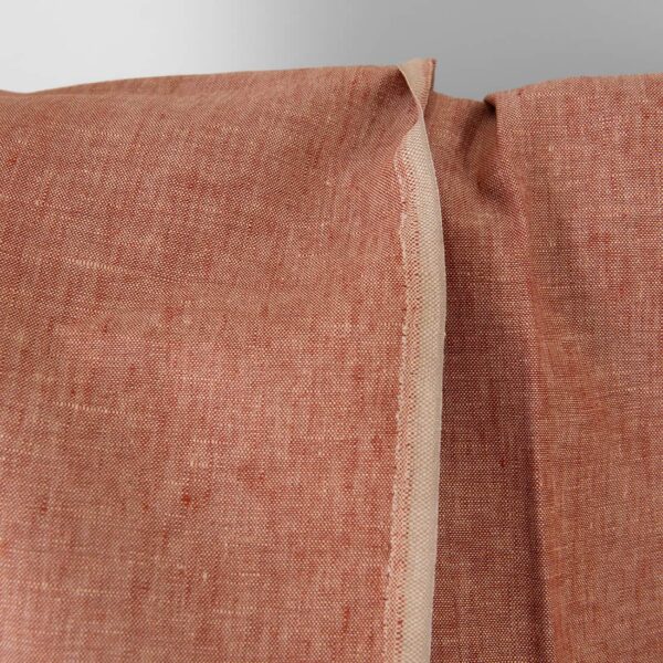 Tejido de lino rojo ladrillo con beige melange - Imagen 3