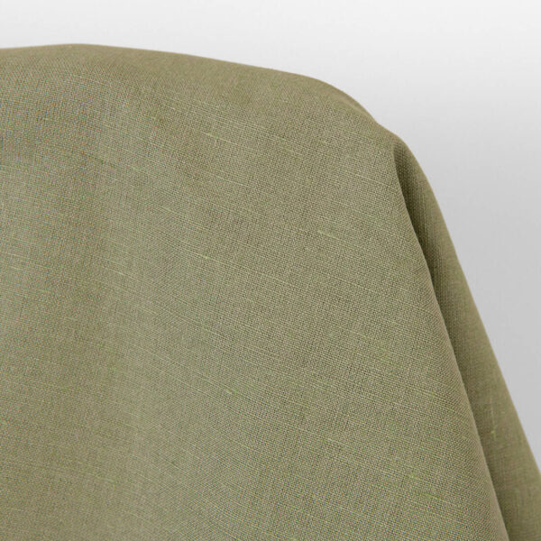 Tela de algodón lino gris-arena y verde melange - Imagen 2