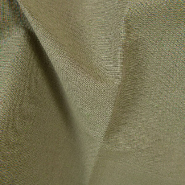 Tela de algodón lino gris-arena y verde melange - Imagen 3