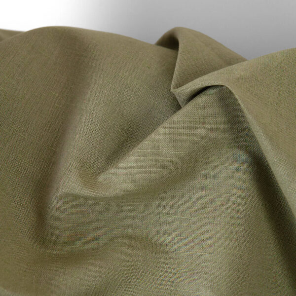 Tela de algodón lino gris-arena y verde melange - Imagen 4