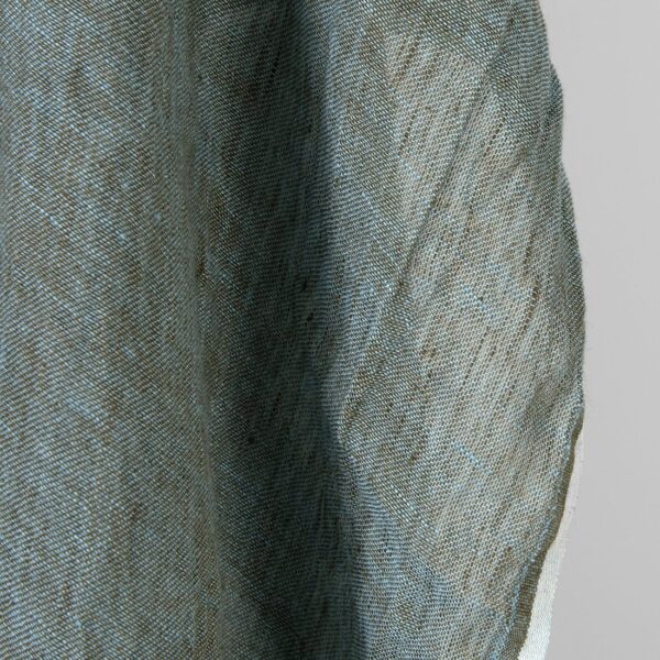 Washed linen fabric green turquoise melange sheer, transparent