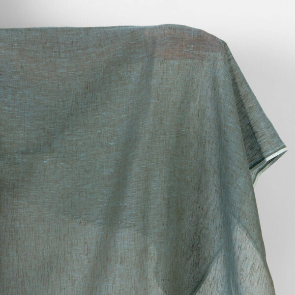 Tela de lino verde turquesa melange sheer