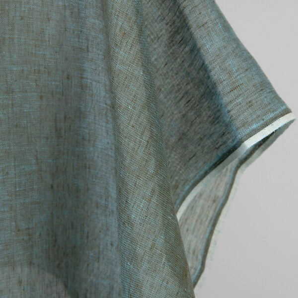 Tela de lino verde turquesa melange sheer - Imagen 2