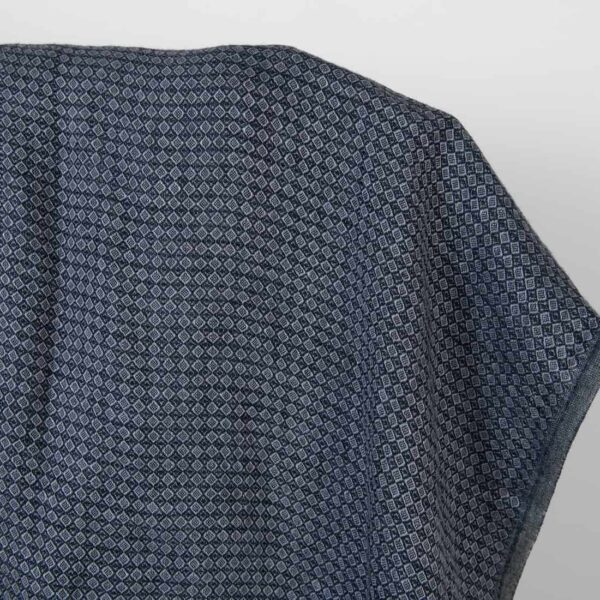 Tela de lino azul oscuro y gris diamantes lavados - Imagen 2
