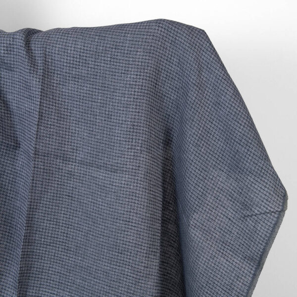 Tejido de lino azul oscuro y rombos grises