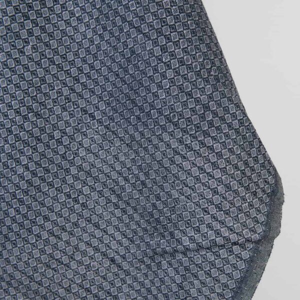 Tejido de lino azul oscuro y rombos grises - Imagen 2