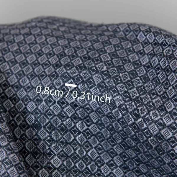 Tejido de lino azul oscuro y rombos grises - Imagen 3