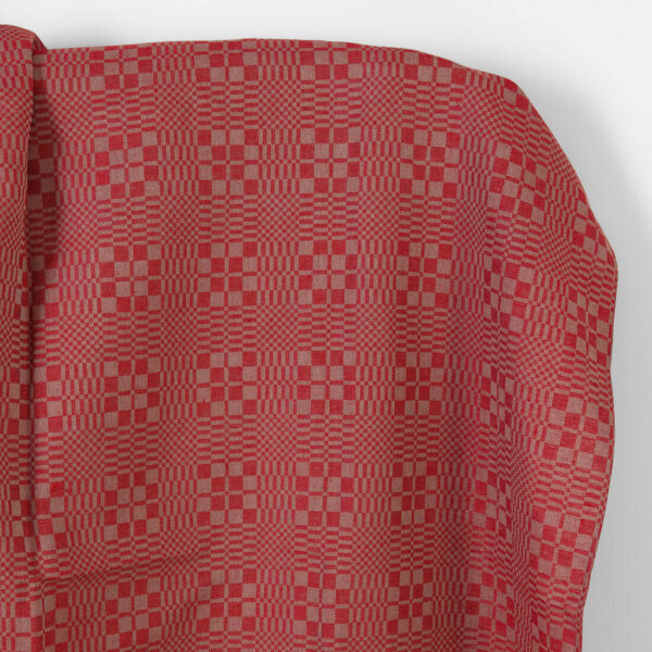 Tela de algodón lino cuadros sarga rojo y beige
