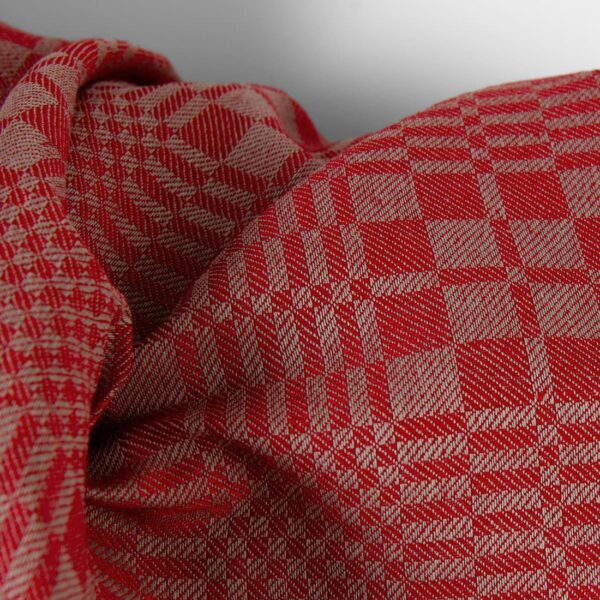 Tela de algodón lino cuadros sarga rojo y beige - Imagen 3