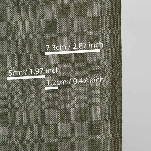 Estrecha tela de lino verde y cuadros de sarga natural - Imagen 2
