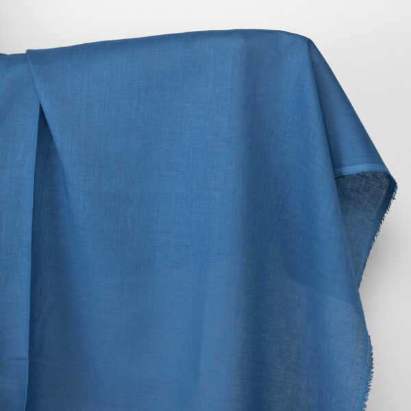 Tejido de lino liso azul medio